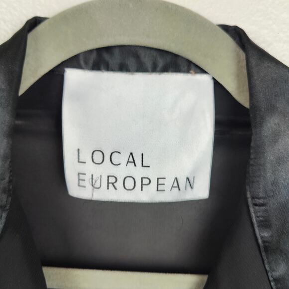 Local European Sheer Mesh Top Womens Black‎ Button Up Shirt  Satin Pockets - Picture 4 of 6